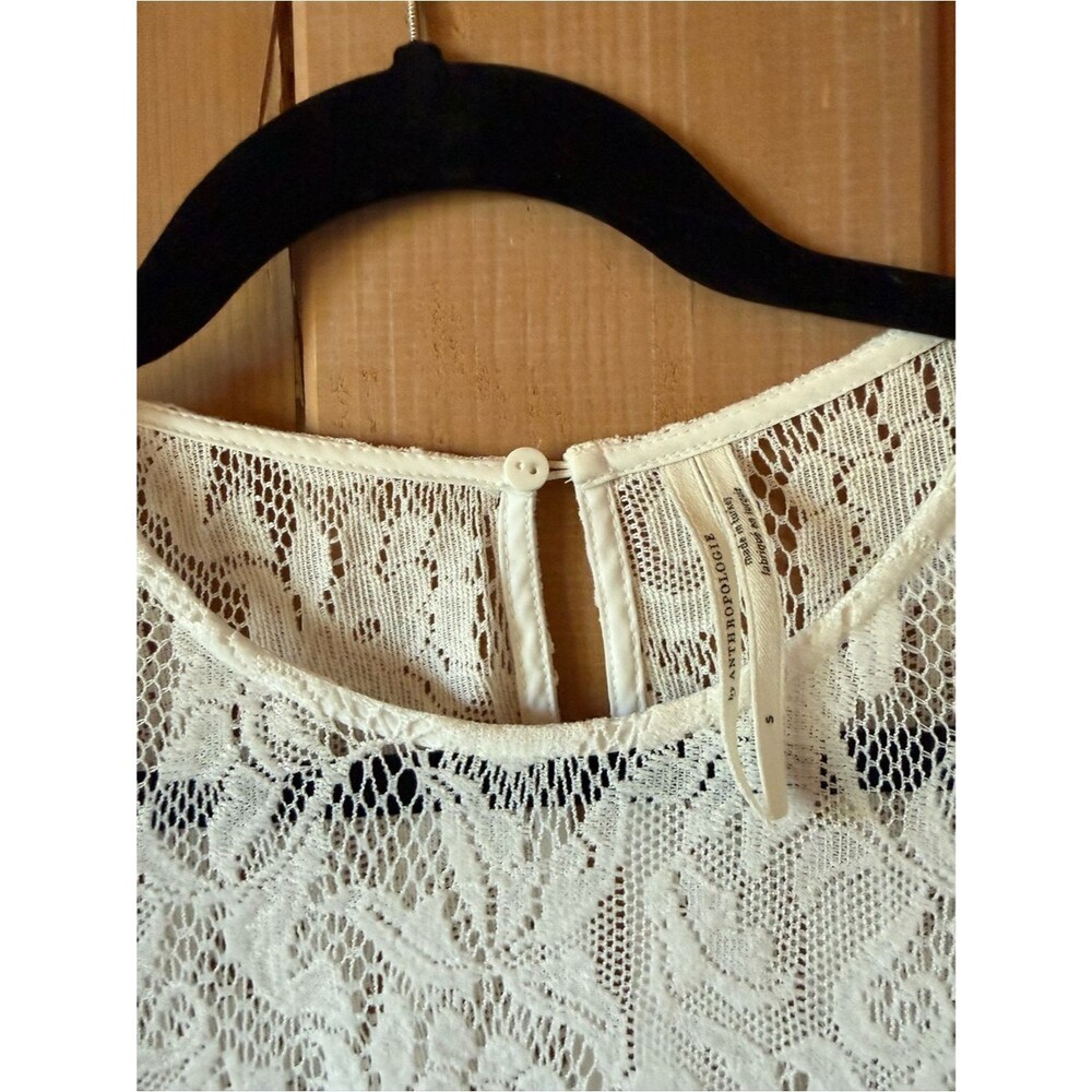 Anthropologie Cottagecore White Lace Puff Sleeve Top Like New Small - Picture 4 of 10